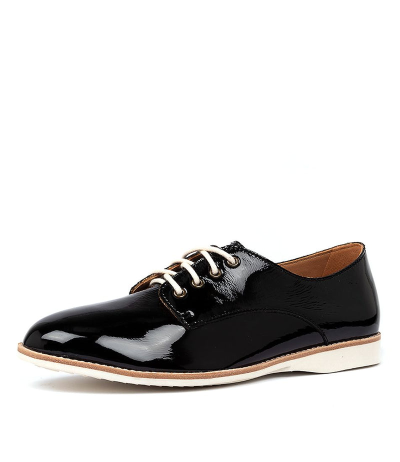 DERBY UNLINED - BLACK PATENT CRINKLE